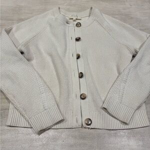 Sezane Medium Isaure Cardigan In Ecru Beige. Organic Cotton Excellent Condition
